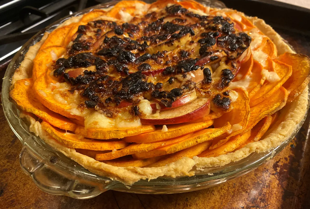 I made a season's worth of mistakes with this Apple-Cheddar Sweet Potato Tart recipe; learn from them | No Budget Cooking Series