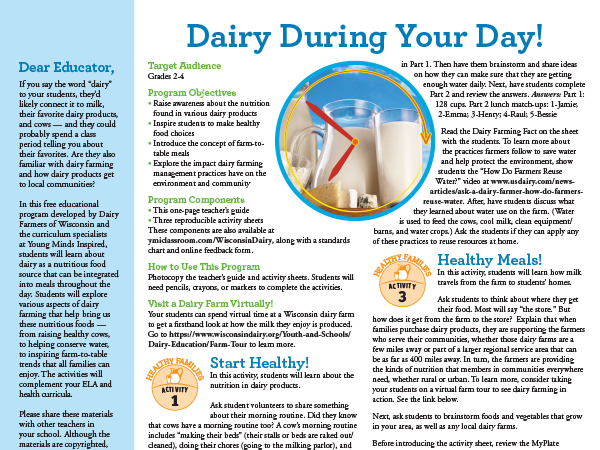 Dairy during your day lesson