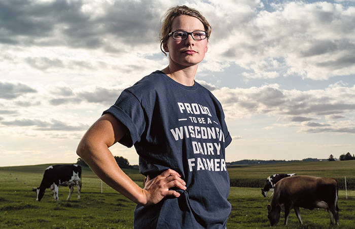 Female Dairy Farmer in a pasture