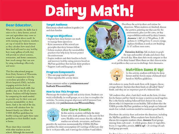Dairy math lesson